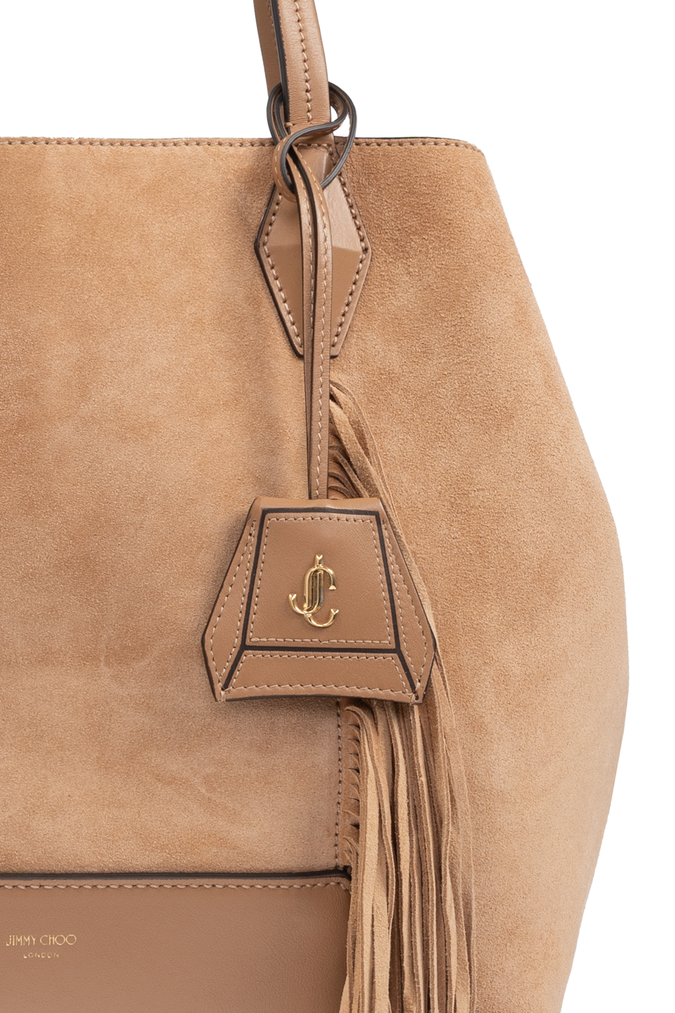 ハンドバッグ Jimmy Choo HAND BAG (DIAMONDHOBOMSUE TOFFEEGOLD) Diamond Tote M | Toffee Suede Tote Bag With Fringes | JIMMY CHOO